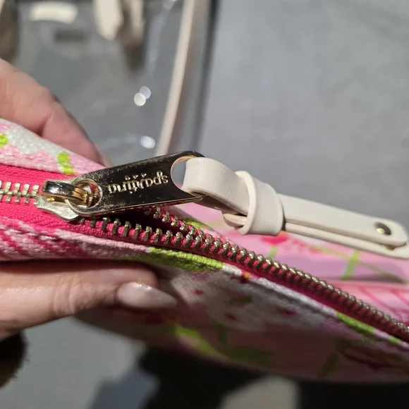 Spartina 449 Pink & White Floral Birdcage Tote EXCELLENT Cond L:13 H:10 - Picture 10 of 13